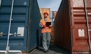 douane expediteur controleert containers tijdens douane inklaring